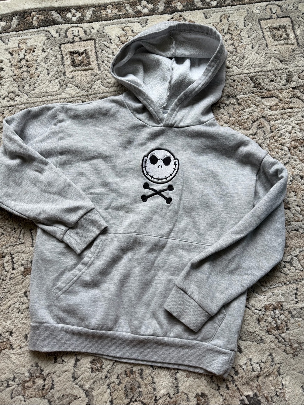 Disney Gray Hoodie with Skull-and-Crossbones Patch